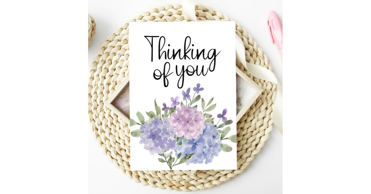 Thinking of You Pastel Hydrangea Floral Card | Zazzle