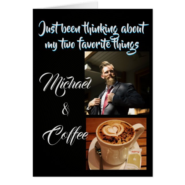 Thinking Of You Personal Photo Black Fun Card (Front)