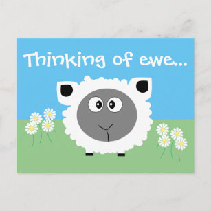 Thinking Of You Personalized Cute Funny Sheep Postcard