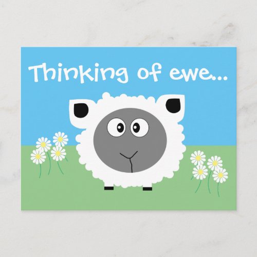 Thinking Of You Personalized Cute Funny Sheep Postcard
