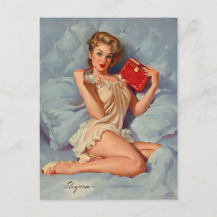 Thinking of You Pin Up Art Postcard