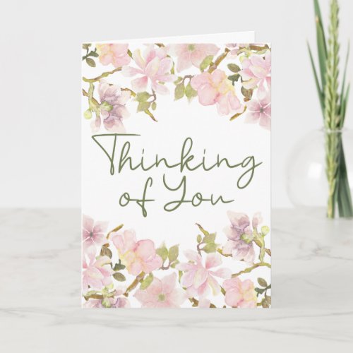 Thinking of You Pink Blush Magnolia Floral Card