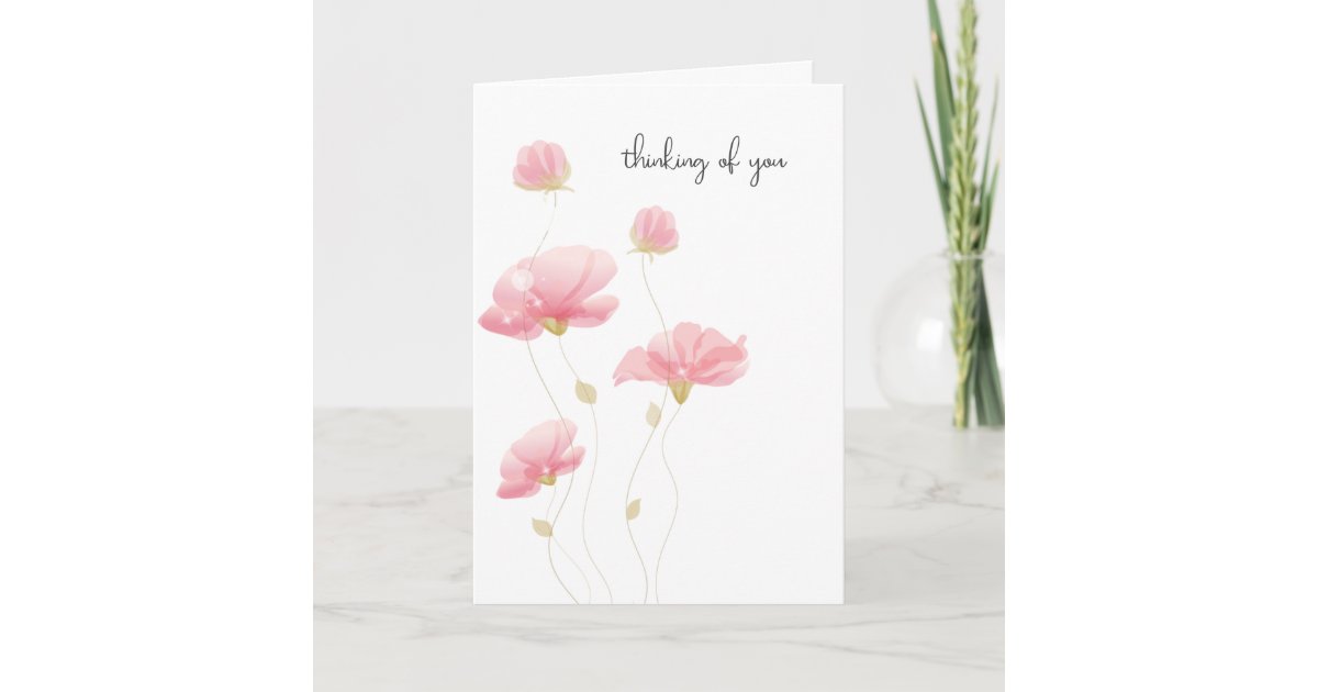 Thinking Of You Pink Floral Card | Zazzle