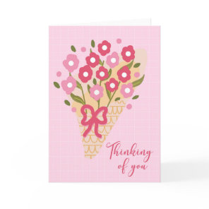 Thinking of You Pink Flower Bouquet Card