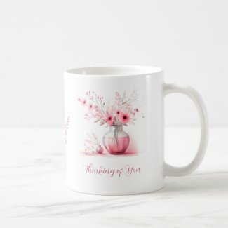 Thinking of You Pink Flowers and Vase Sympathy