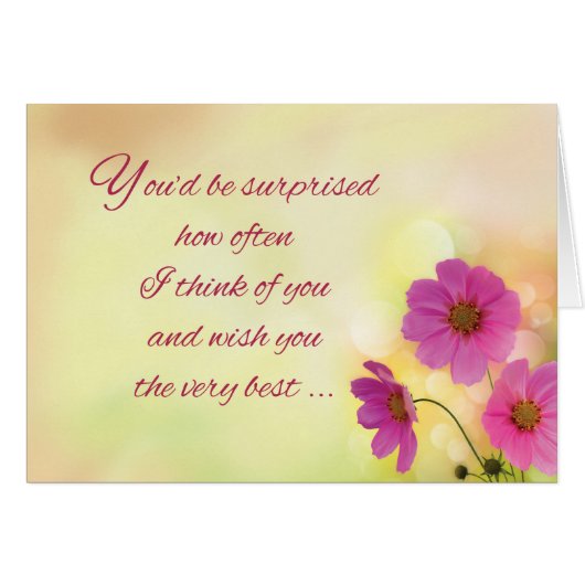 Thinking Of You Pink Flowers Cards (Front Horizontal)