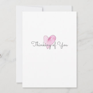 Thinking of You Pink Heart Artisan Watercolor Note Card