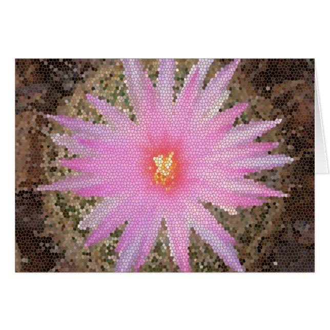 Thinking of You Pink Mosaic Barrel Cactus Bloom Cards (Front Horizontal)