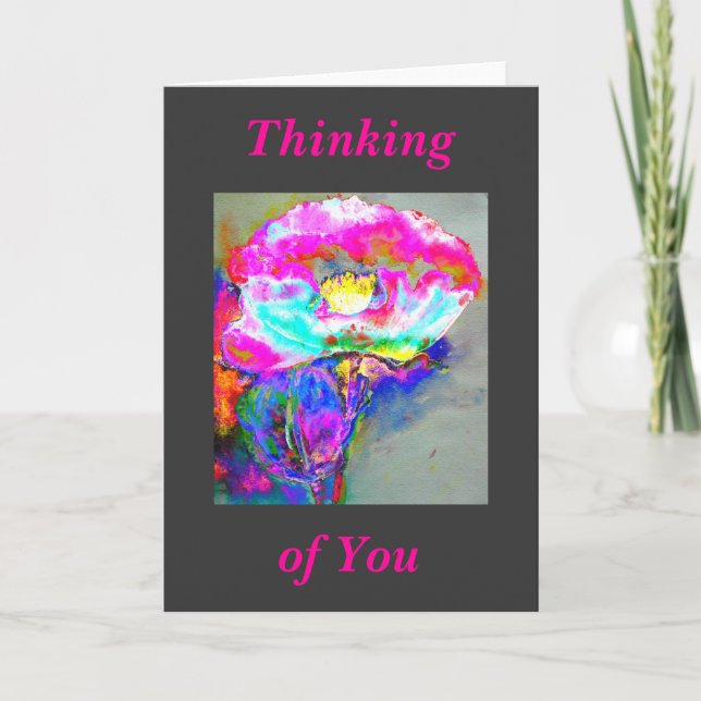 Thinking of You - Pink Poppy Card (Front)