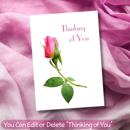 Thinking of You Pink Rose Minimalist Modern Love Card