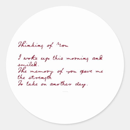 Thinking Of You Poem Classic Round Sticker | Zazzle