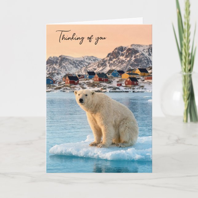 Thinking of You Polar Bear Floating on Ice Card (Front)