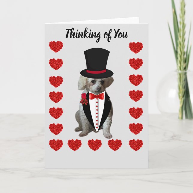 Thinking of You Poodle Greeting Card (Front)