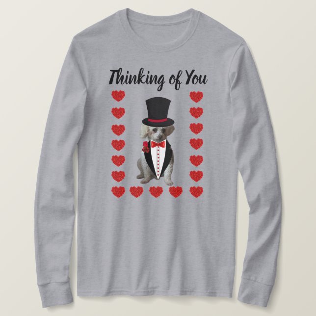 Thinking of You Poodle Ladies Longsleeve Tee (Design Front)
