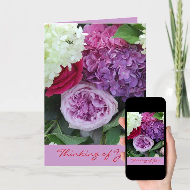 Thinking of You Pretty Floral Bouquet Flowers Card | Zazzle