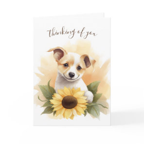 Thinking of You Puppy With Sunflower Card