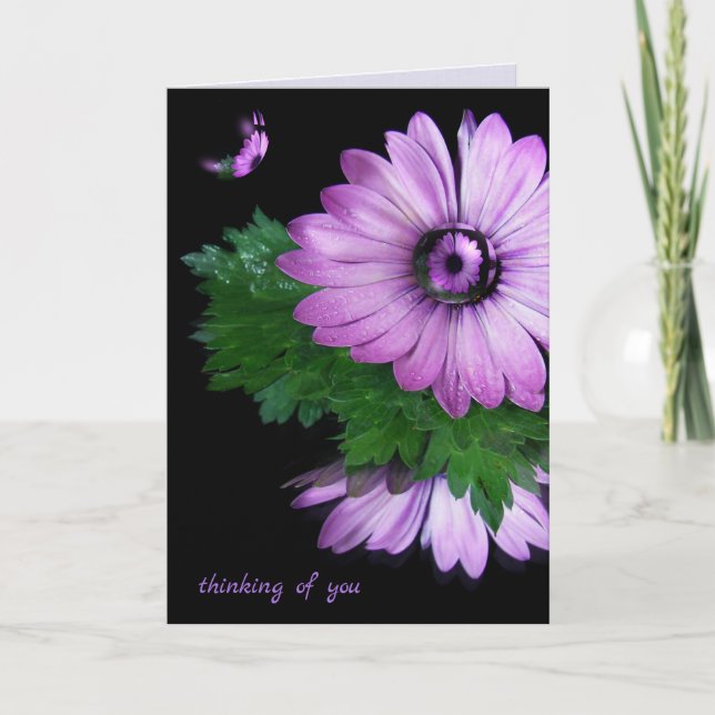 thinking of you purple daisy with bubbles card (Front)