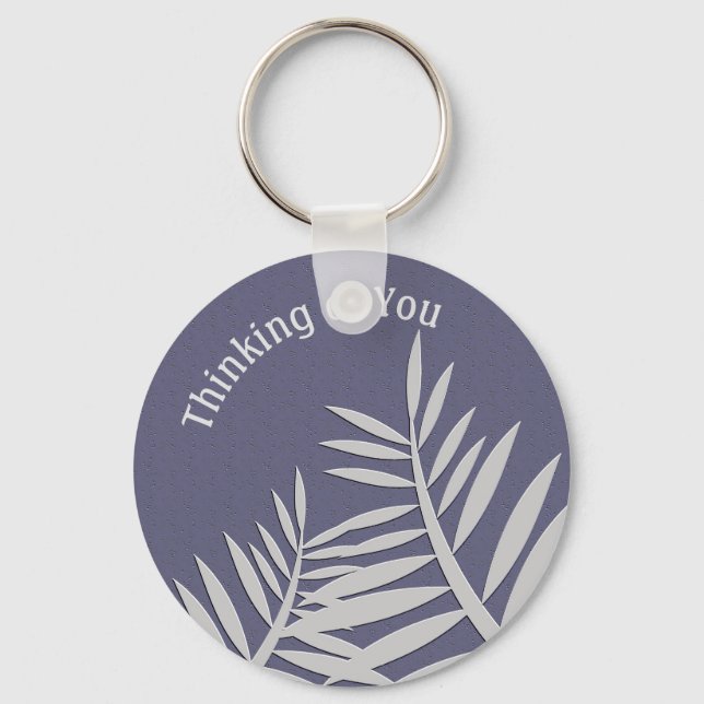 Thinking of You Purple Leaf Silhouette Friendship Keychain (Front)