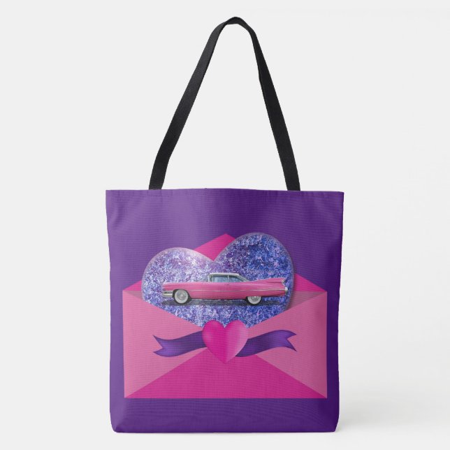 Thinking Of You Purple Shoulder Tote Bag (Front)