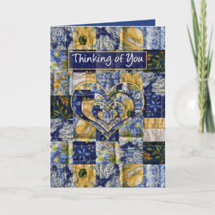 Thinking of You, Quilt Square, Yellow Blue, Prints Card