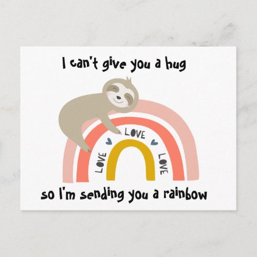 Thinking of You Rainbow Sloth Post Card