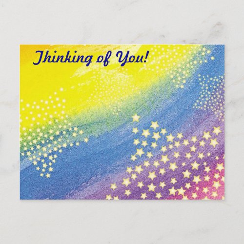Thinking of You Rainbow  Stars Postcard