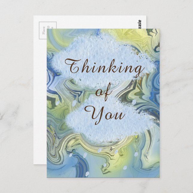 "Thinking of You" Rainy Day Abstract Water Postcard (Front/Back)