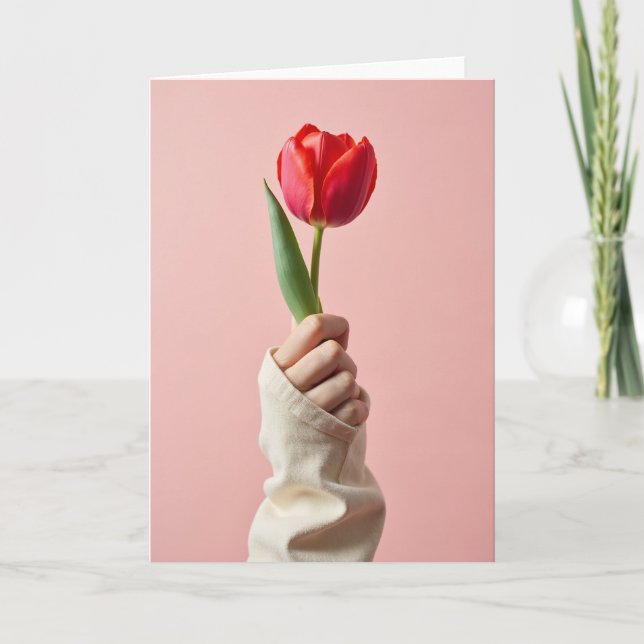 Thinking Of You Red Tulip Card (Front)