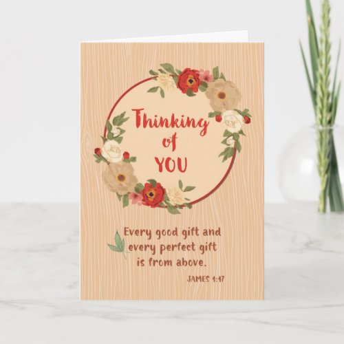 Thinking of You Religious Thankful Fall Wreath Card