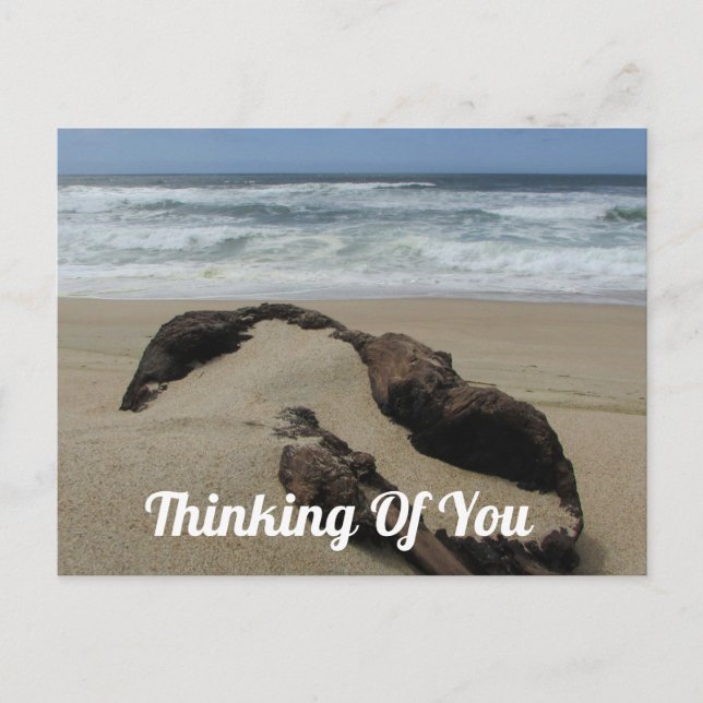 Thinking Of You Sand Driftwood Beach Take Care Postcard (Front)