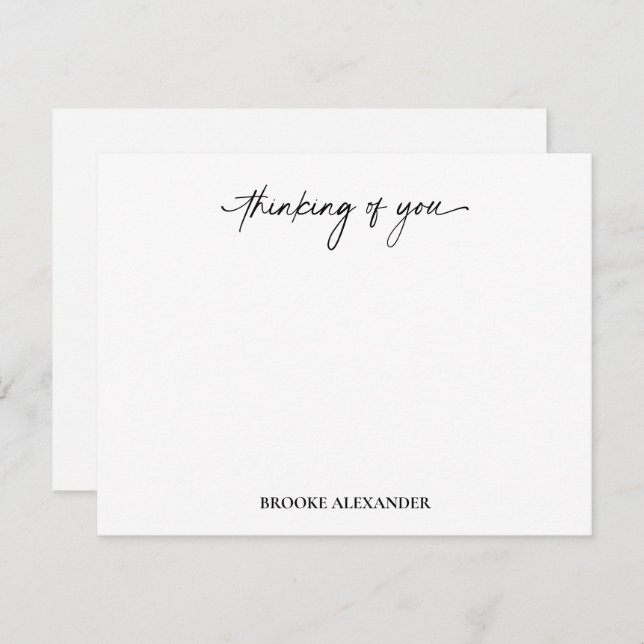 Thinking of You Script Handwriting Decorative Note Card (Front/Back)