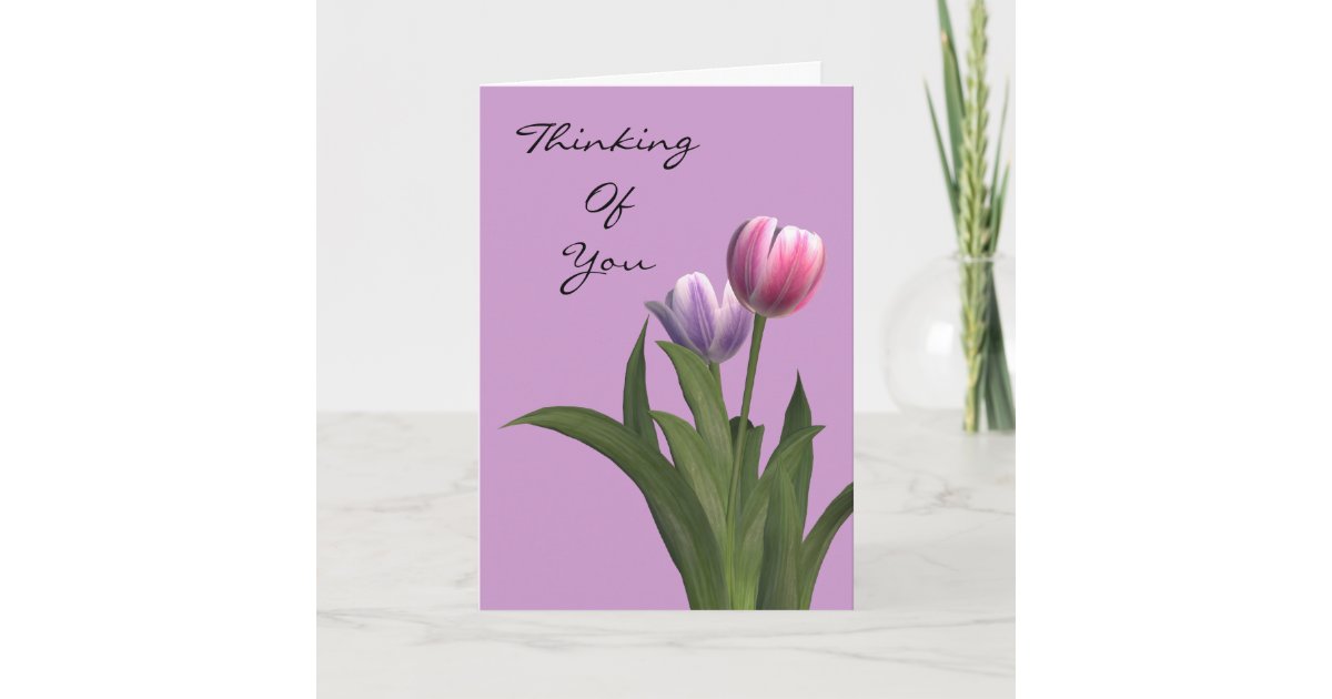Thinking Of You Sentiments Condolence Pastel Tulip Card  Zazzle.com