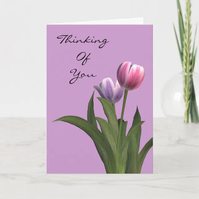 Thinking Of You Sentiments Condolence Pastel Tulip Card | Zazzle
