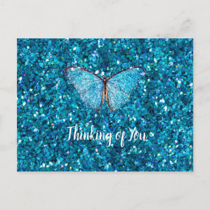 Butterfly in Blue Light - Thinking of You Postcard | Zazzle