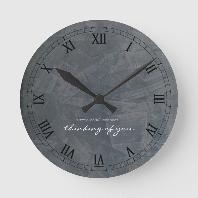Thinking Of You Slate Wall Clock Roman Numerals (Front)