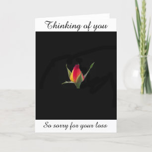 Thinking of you So sorry for your loss rose Card