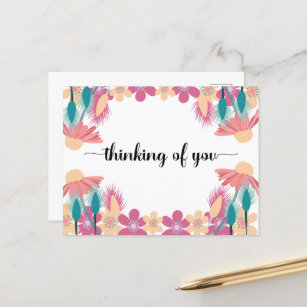 Thinking of you Spring Flowers with editable text Postcard