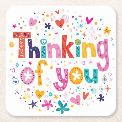 Thinking Of You Square Paper Coaster