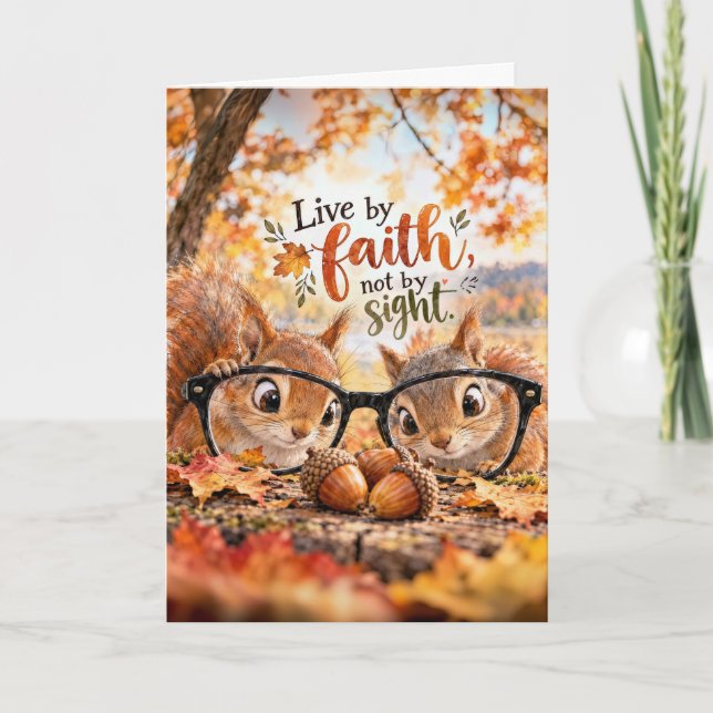 Thinking of You Squirrels Looking Through Glasses Card (Front)