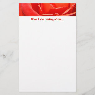 Thinking of You stationery Red Rose Flower