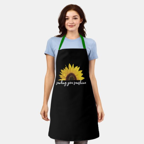 Thinking of You Sunflower Black Chef Womens  Apron