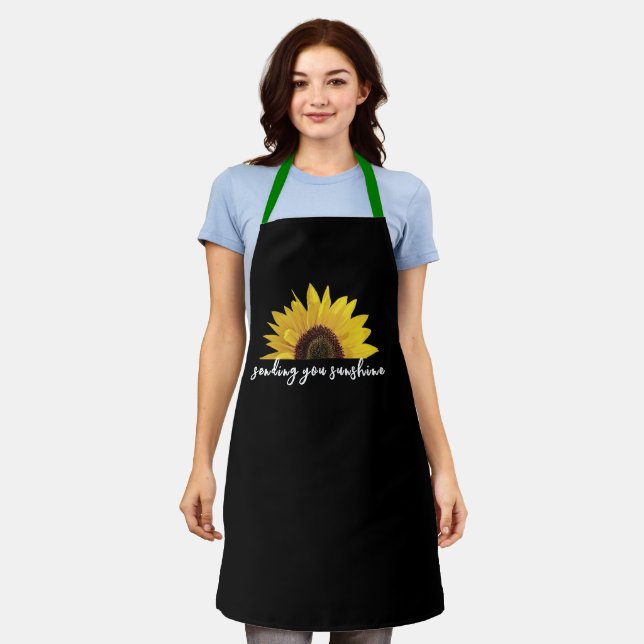 Thinking of You, Sunflower Black Chef Womens  Apron (Worn)