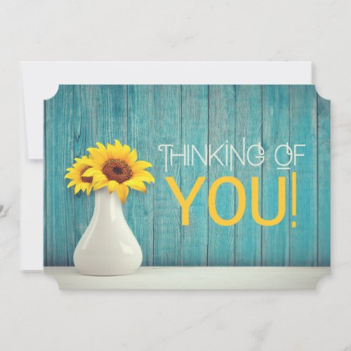 Thinking Of You Sunflower Turquoise Golden Yellow Card