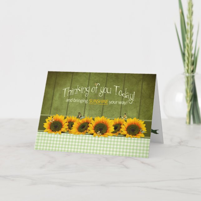 Thinking of You - Sunflowers and butterflies Card (Front)