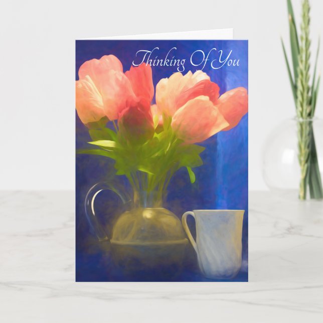 Thinking of You Tea Time with Tulips Holiday Card (Front)