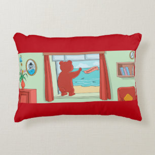 Thinking of You Teddy Bear Missing You Cute Art Decorative Pillow