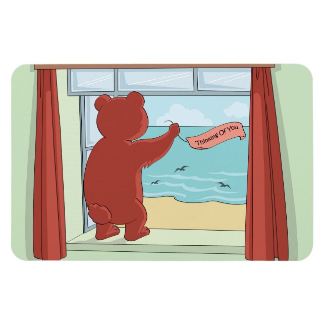 Thinking of You Teddy Bear Missing You Cute Art Magnet (Horizontal)