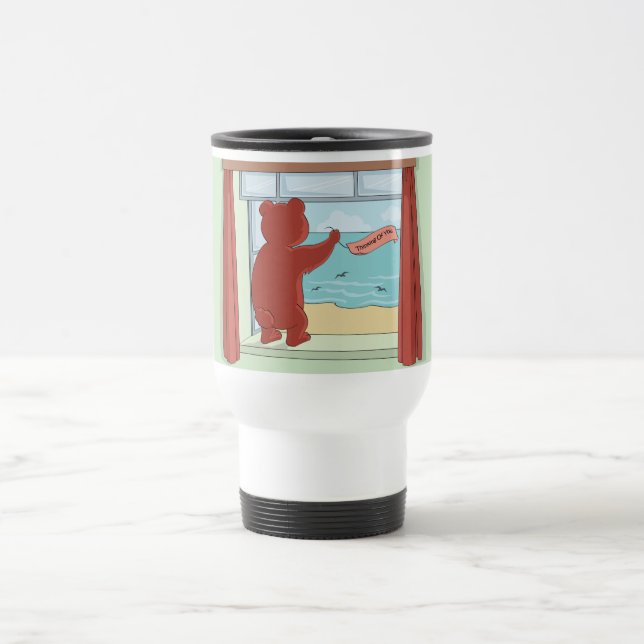 Thinking of You Teddy Bear Missing You Cute Art Travel Mug (Center)