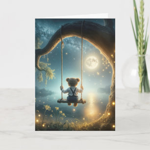 Thinking of You Teddy Bear On a Swing Card