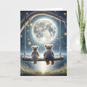 Thinking of You Teddy Bears On a Swing Card